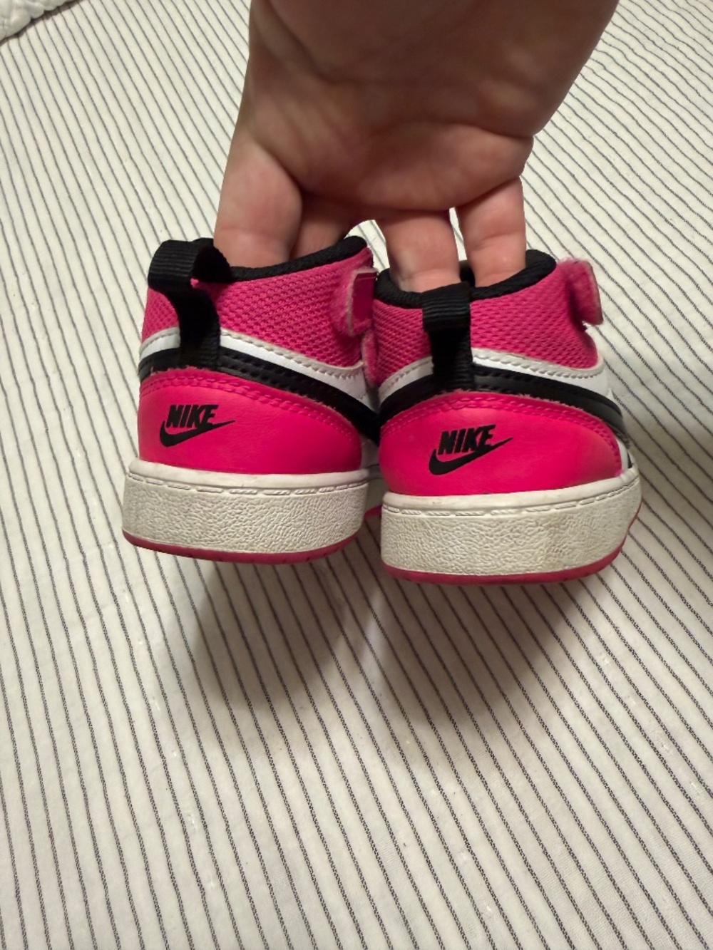 NIKE Court Borough Mid 2 Kids Sneakers Shoes Pink Black White Size 7.5 Toddler - Picture 6 of 8
